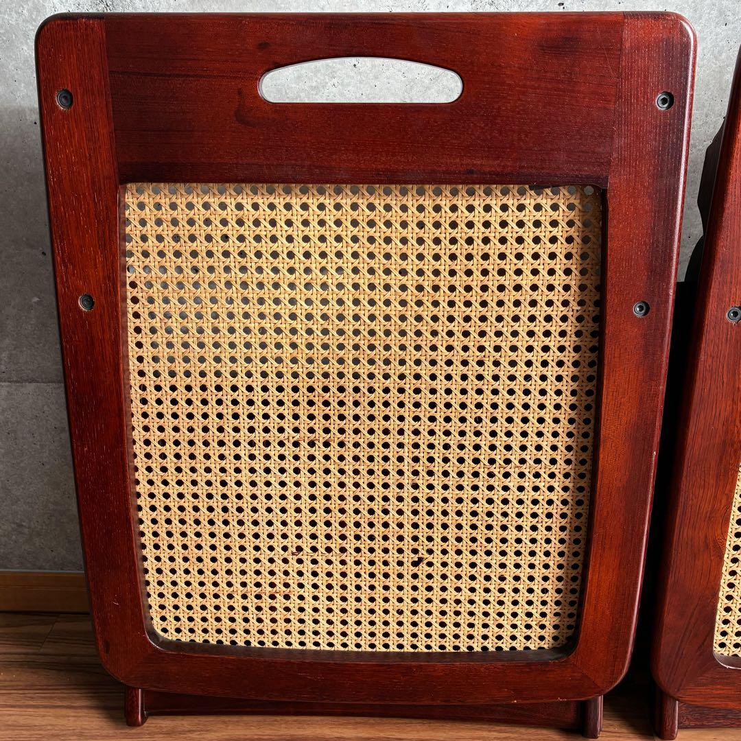 希少 カリモク ラタン 折り畳み 座椅子 4脚セット