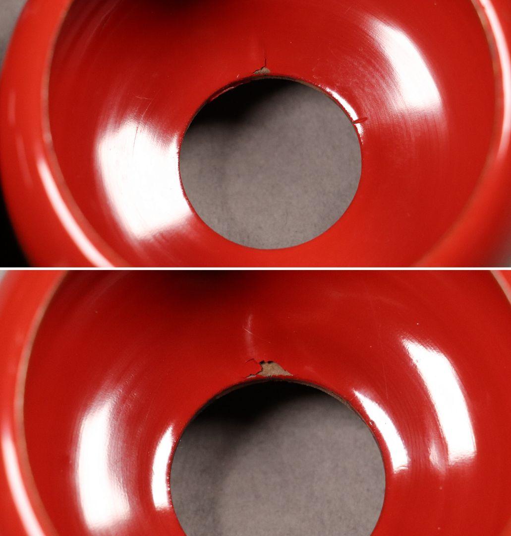 M422 時代漆芸 花唐草金蒔絵朱塗茶臺一対 九谷木米赤絵茶器 木箱 /木製茶台