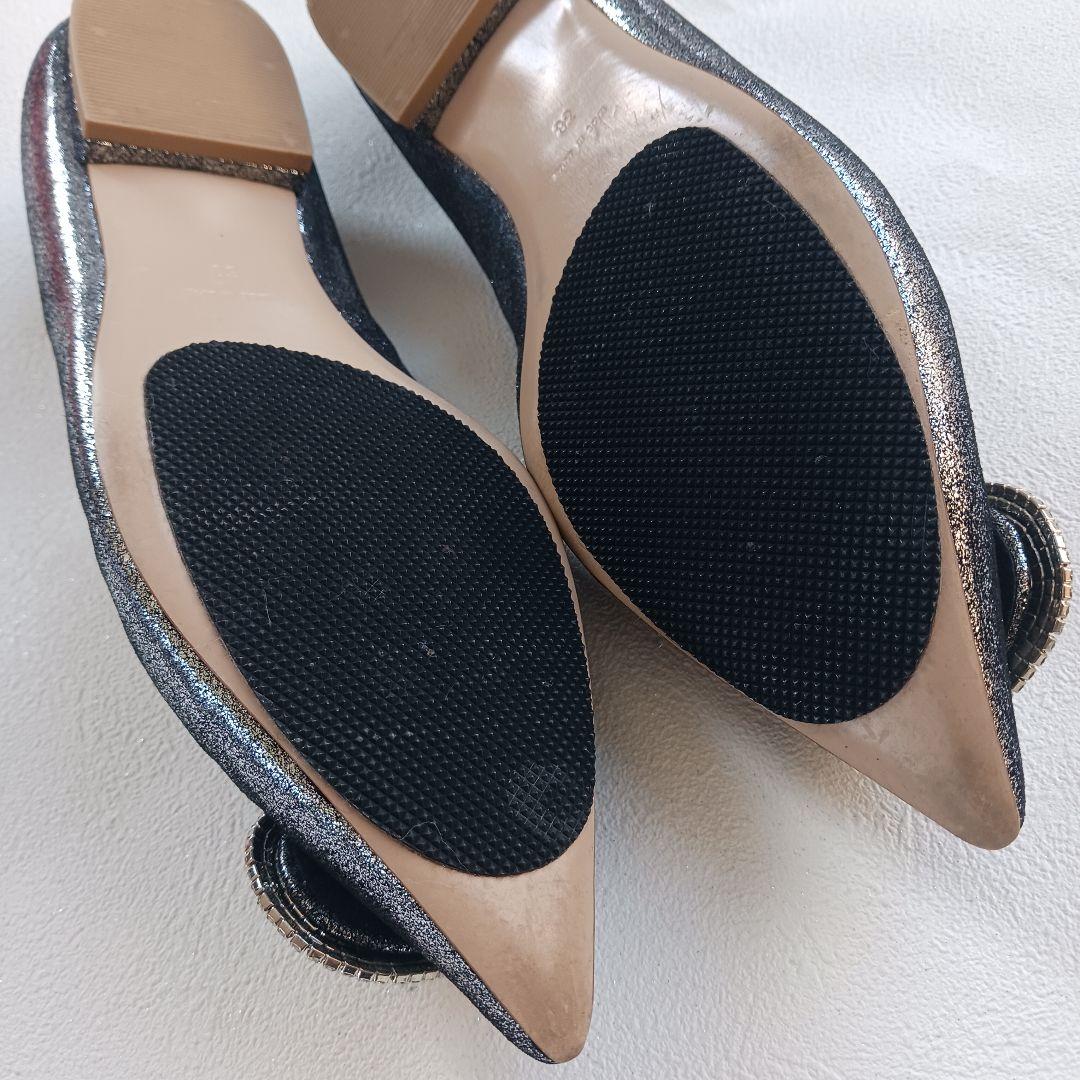 ピッピシック フラットシューズ パンプス ラメ グリッター ビジュー 大きい38