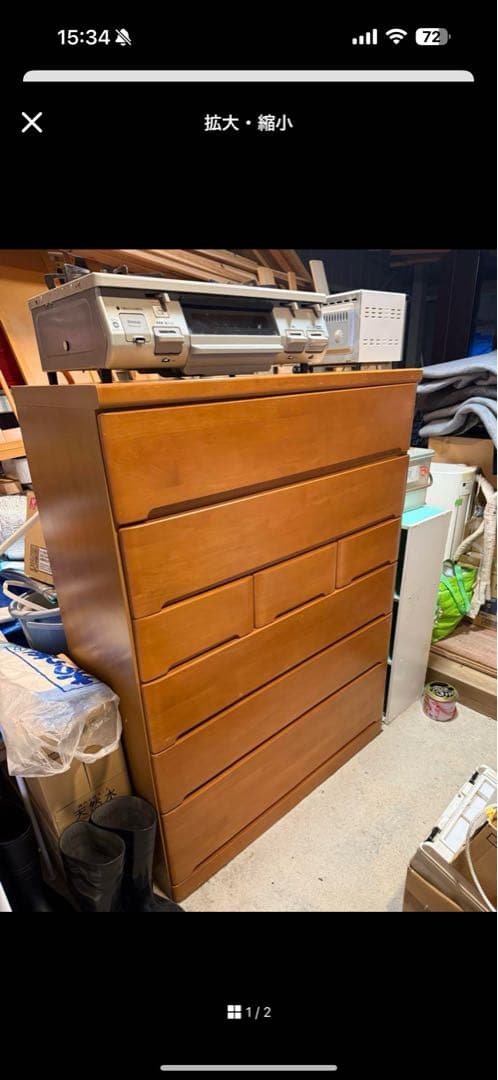 ブラウン木製チェスト 6引き出し