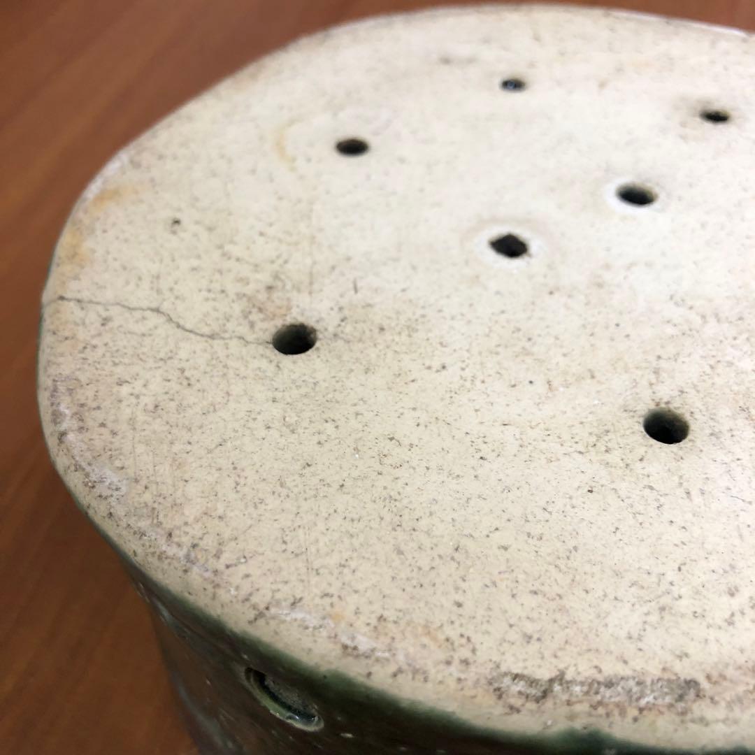 織部焼 花道具緑色 陶器 花器 中型