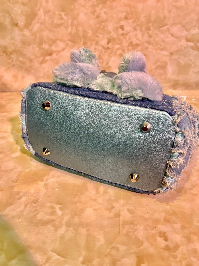 m*e様 コヤンイサムチョン　サイドポケットデニムバッグ　　　 本革持ち手　クラ