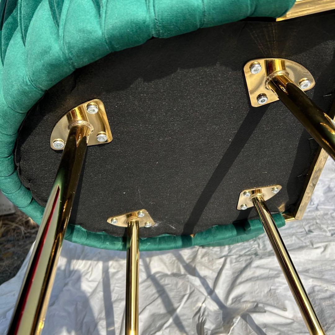 チェアのみ　ダークグリーン ベルベット 1人掛けソファ　オットマン