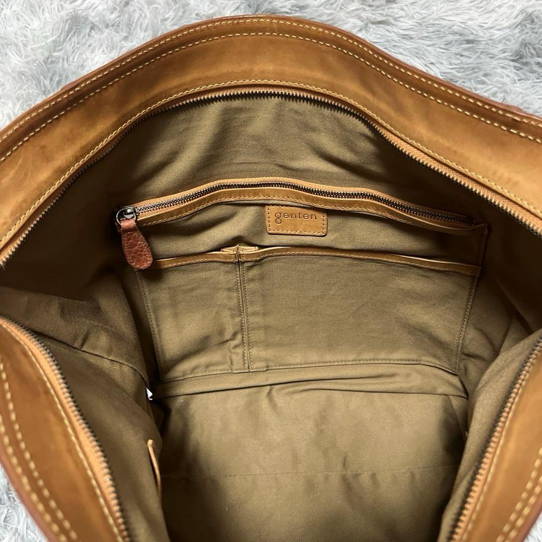 genten ゲンテン レザー ショルダーバッグ 2WAYバッグ ブラウン