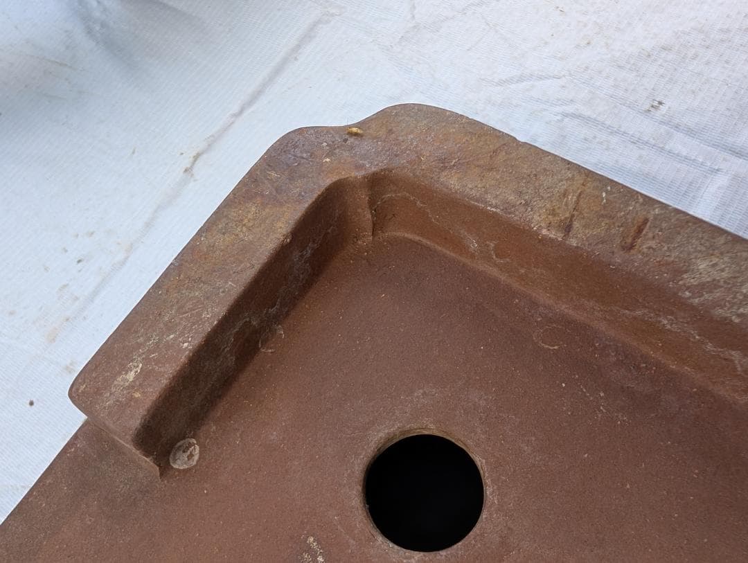 【周宝山】大型盆栽鉢 長方形 外寸59×45.5×高さ13cm ヒビあり