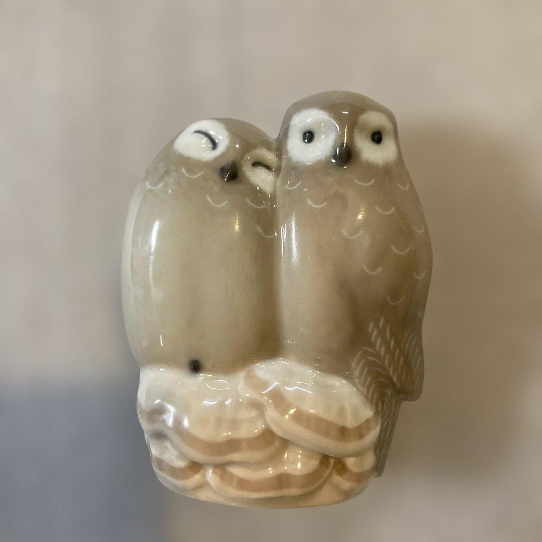  フィギュリン★ペアフクロウ★美品