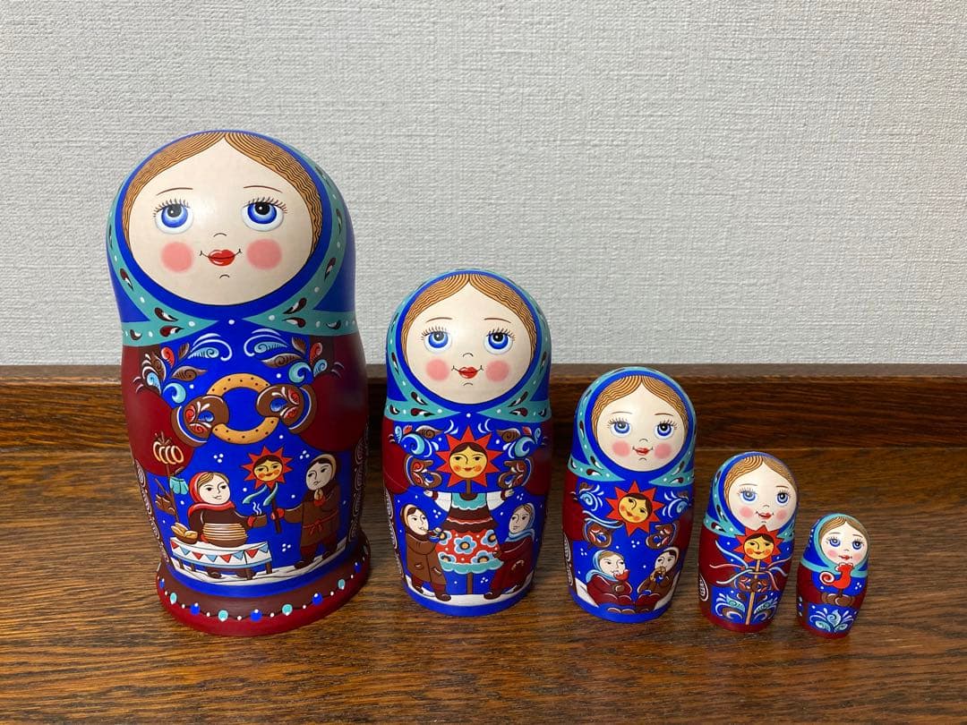 ロシア雑貨☆『マースレニッツァ』バター祭りマトリョーシカ5Pイースター オリガ