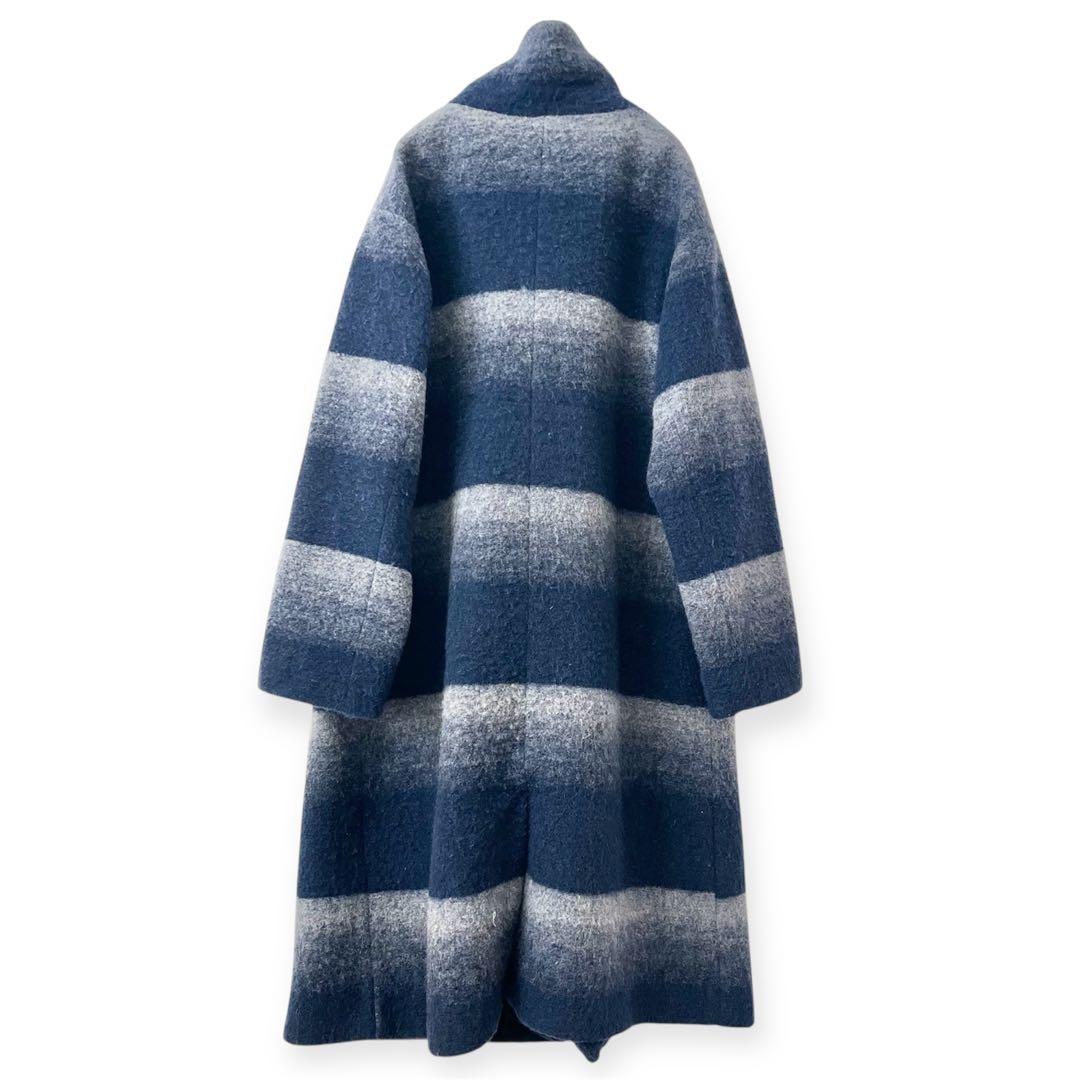 プランテーションplantationグラデーションウールコートボーダー