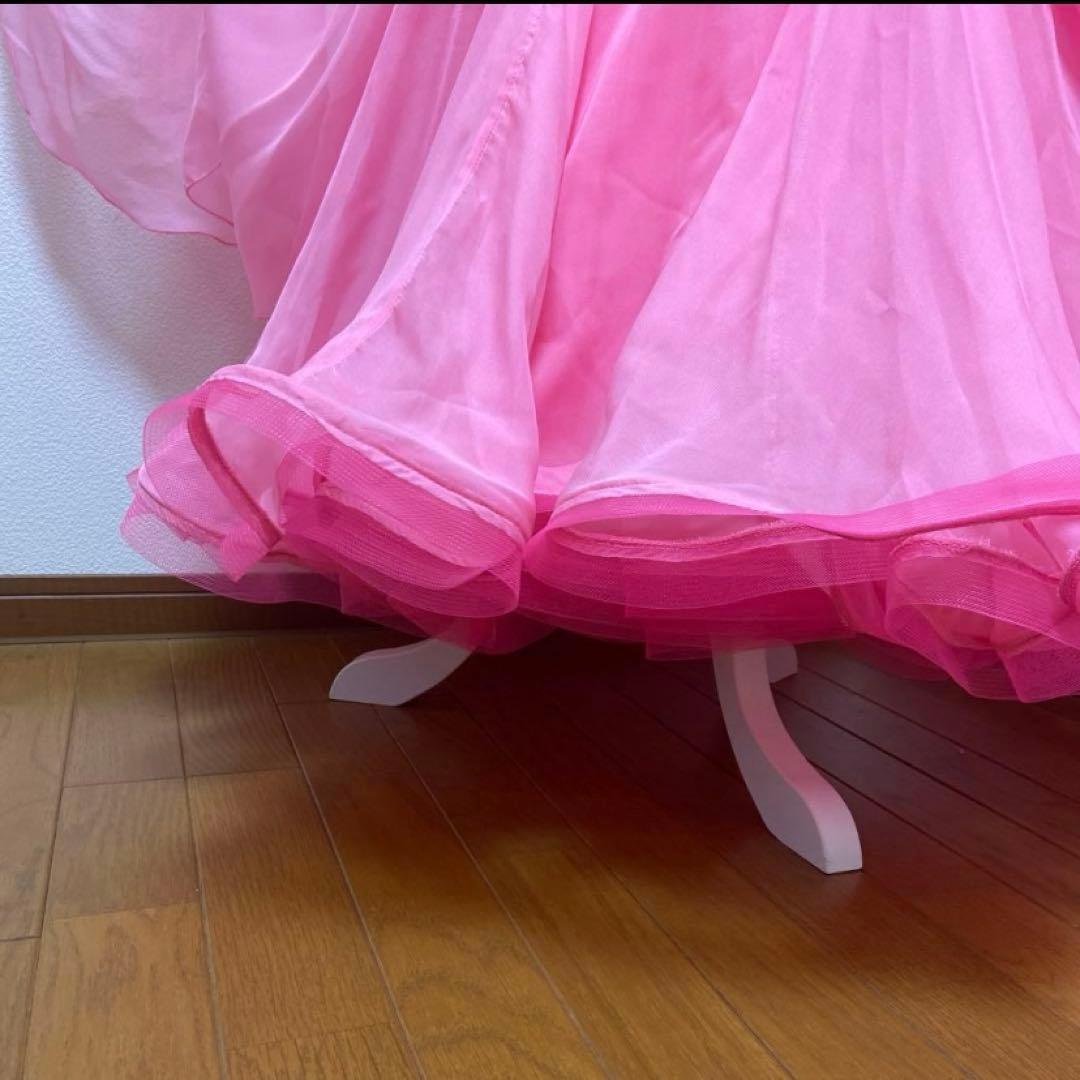 【美品】社交ダンスドレス ピンク チョーカー付　9号