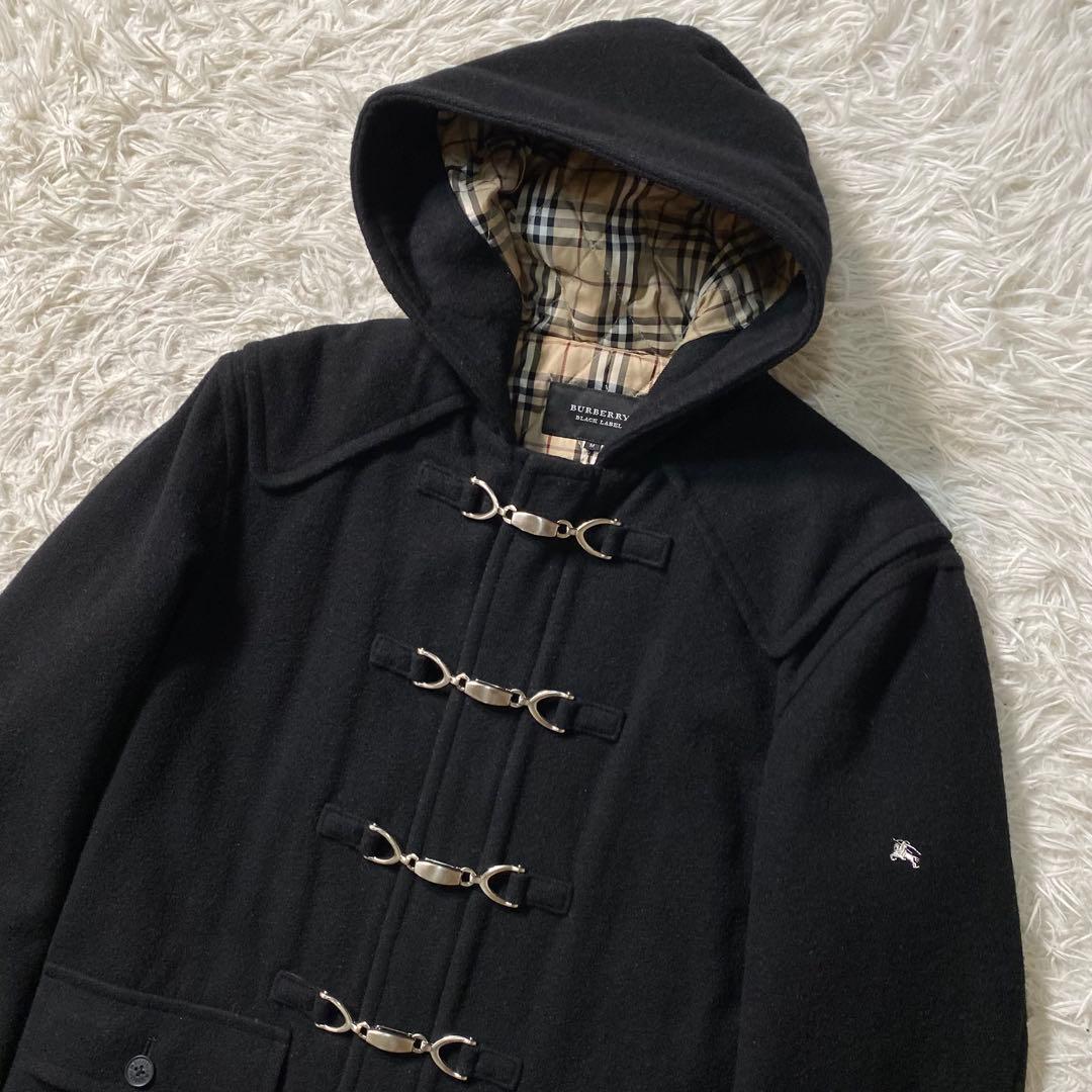 美品】バーバリーブラックレーベル　ダッフルコート　金具　ノバチェック　ナイトロゴ