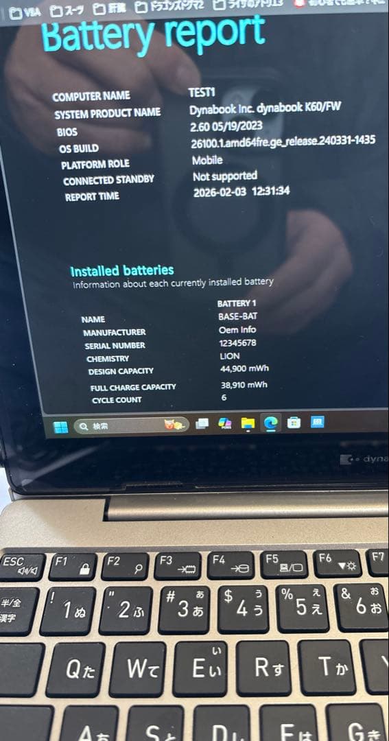 Windowsノート本体 dynabook F60/KW