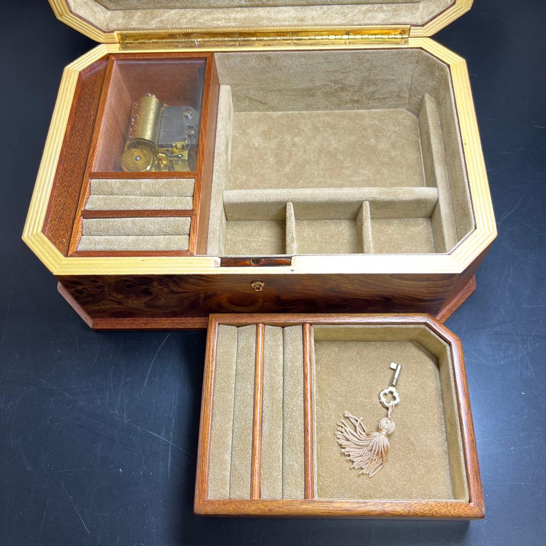 リュージュ　シリンダー式　36弁オルゴール　ジュエリーボックス　共箱　幅約30㎝