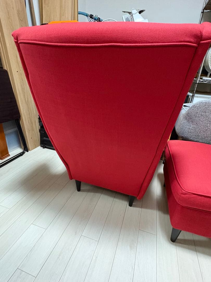 【大阪】IKEA STRANDMON ストランドモン ソファ　オットマン付き　赤