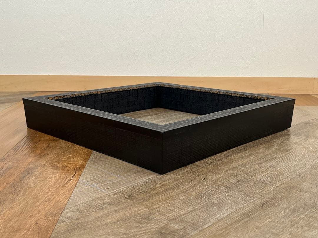 平安 上杉満樹 造 布摺漆 蒔絵 黒 炉縁 共箱 茶道具