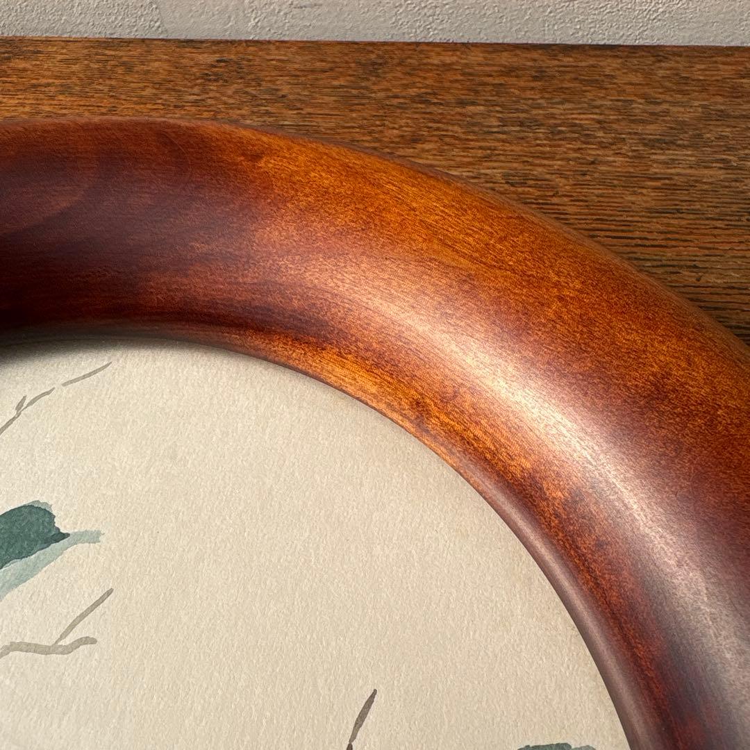 木製 無垢材 くり抜き 削りだし 丸窓 フォトフレーム 円形額縁 ヴィンテージ