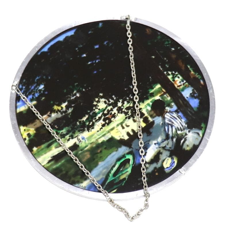 シカゴ美術館収蔵 モネ セーヌ河岸、ベンヌクール ヴィンテージ ステンドグラス