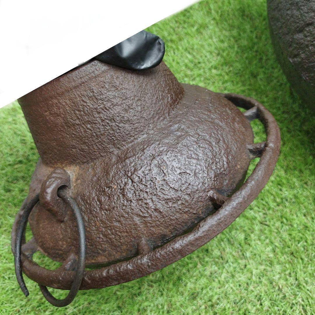 骨董品 南部鉄器 風炉 風炉釜 茶道具 煎茶道具 車軸釜 火鉢
