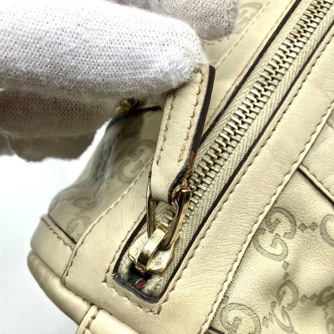 GUCCI グッチ ミニボストンバッグ ハンドバッグ グッチシマ アイボリー