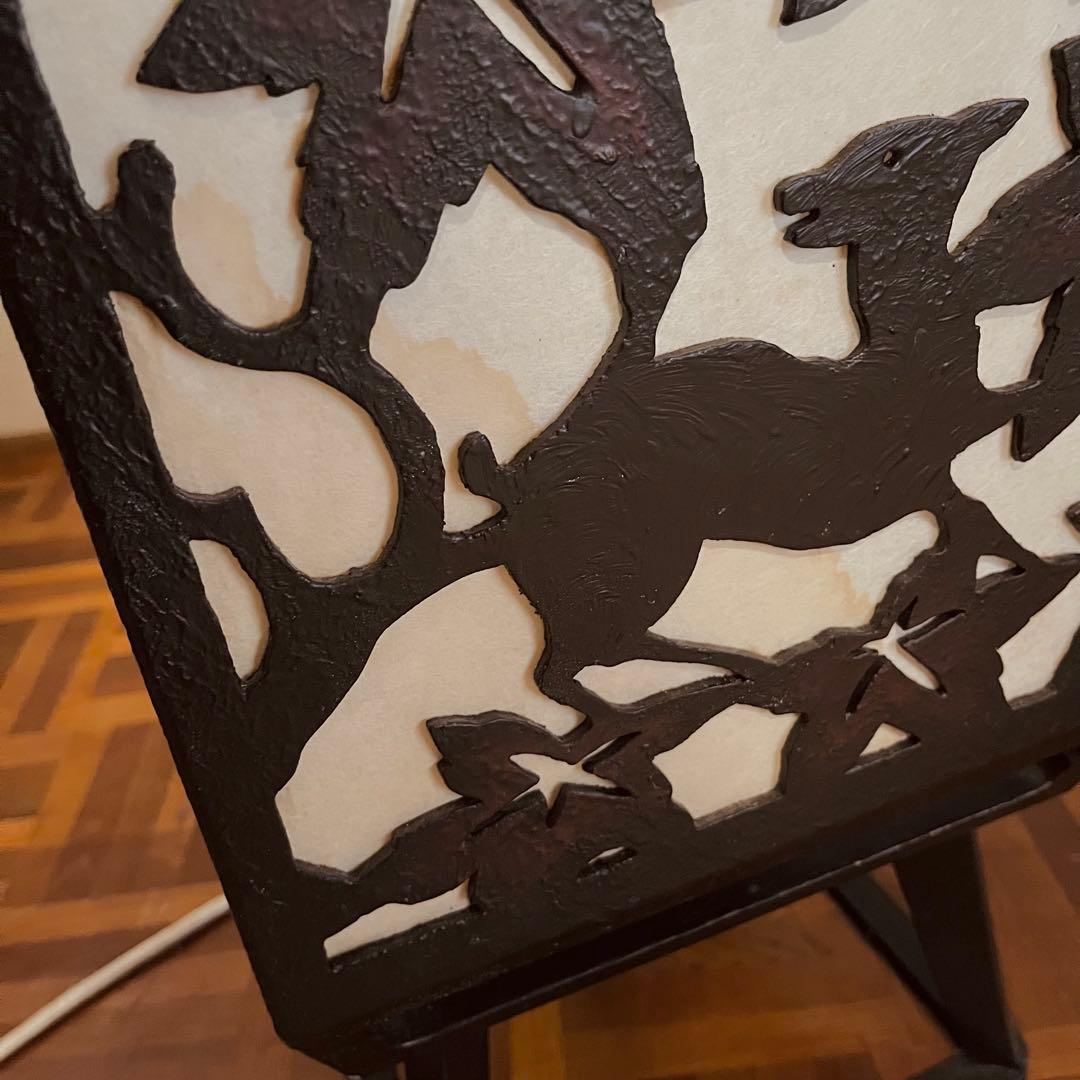 置行灯 フロアランプ 鹿と紅葉 和風照明 古小物 古道具 アンティーク 骨董