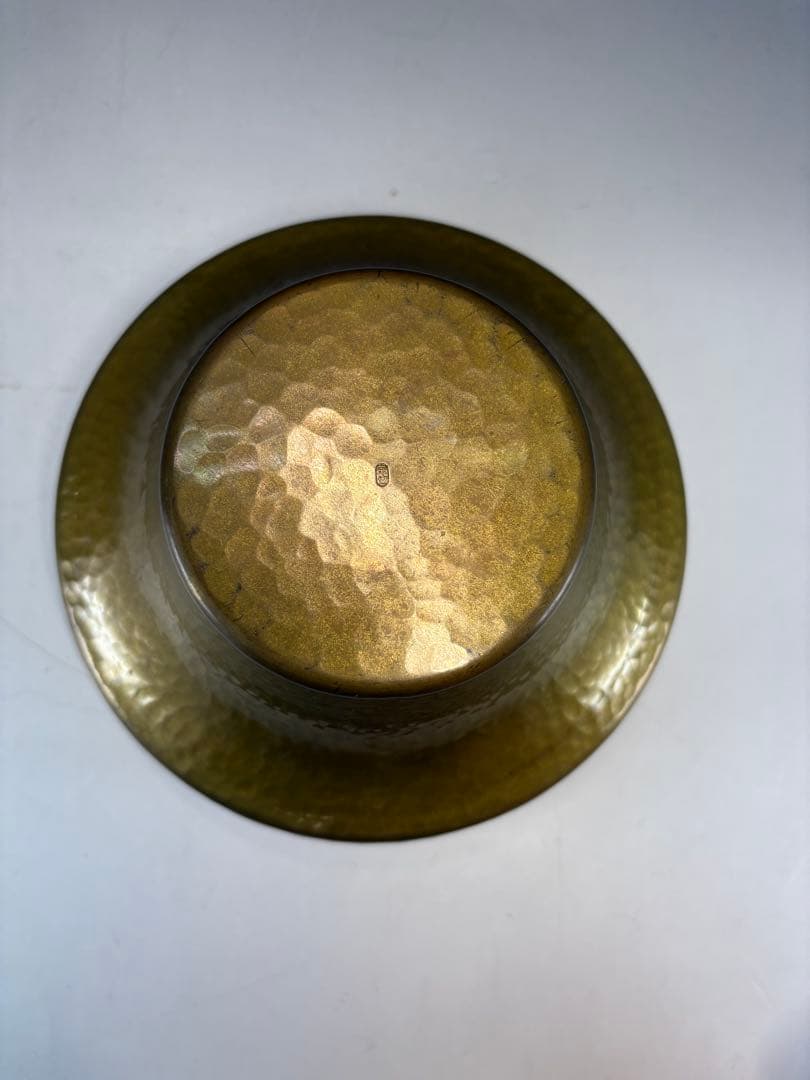 【中古品】一ノ瀬宗也造　唐銅車軸形建水（共箱）