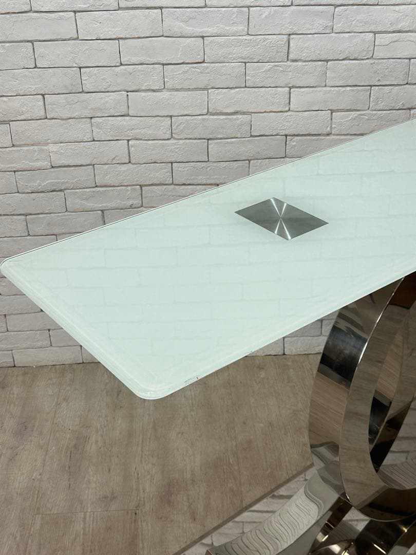 【東京都23区配送無料】定価25万円　コンソール　強化　ガラス　テーブル　サイド