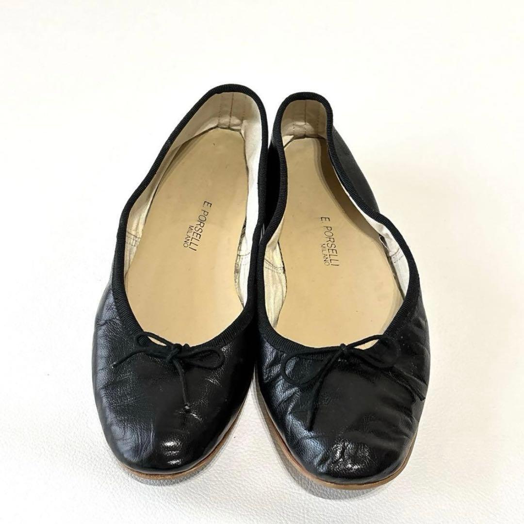 極美品✨ 保存袋付き✨PORSELLI バレエシューズ　38 ブラック