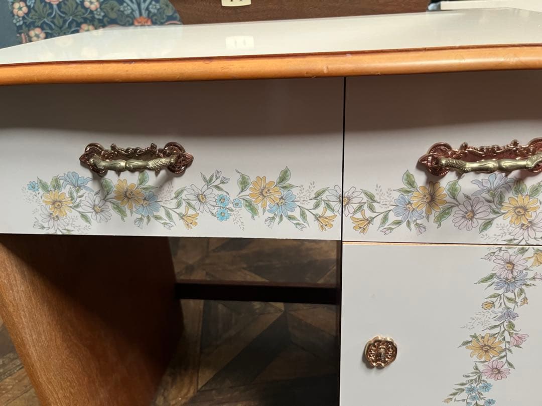 鏡台 ドレッサー 椅子 セット インテリア 昭和レトロ 当時物 花柄レトロポップ