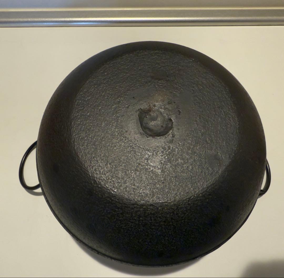 菊地政光「真形釜」共箱 高さ 約19cm 鉄瓶 茶釜 茶道具 釜師 山水地紋