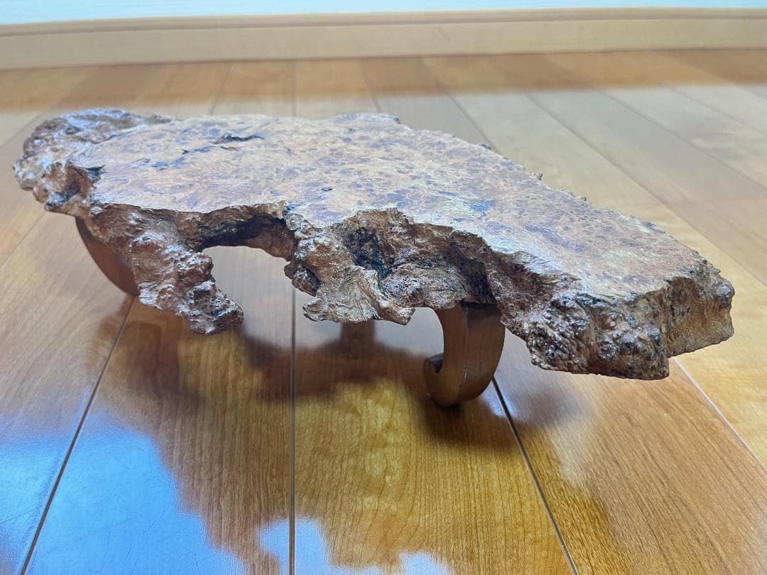 【天然一枚板】飾り台 盆栽台 花瓶台 座卓 足付き 大小2枚セット【光沢仕上げ】