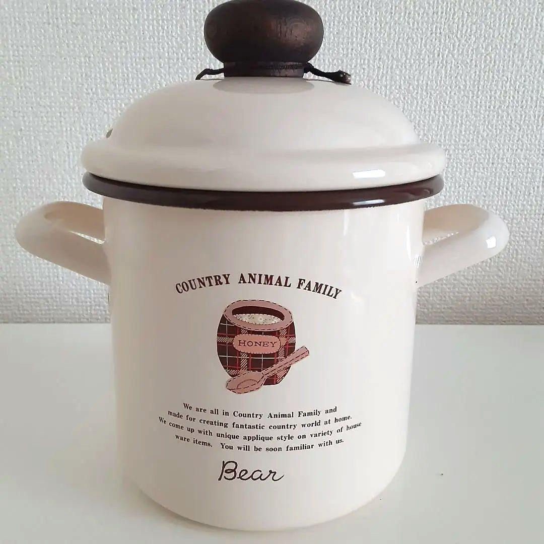 未使用 エジリー カントリーアニマルファミリー ホーロー キャニスターセット