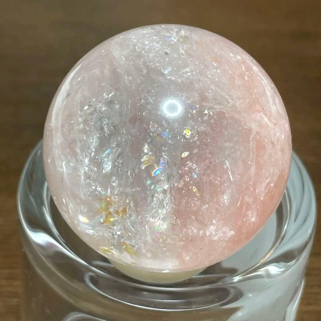 ピンククォーツ　ピンクアゼツライト　スフィア　天然石　置物