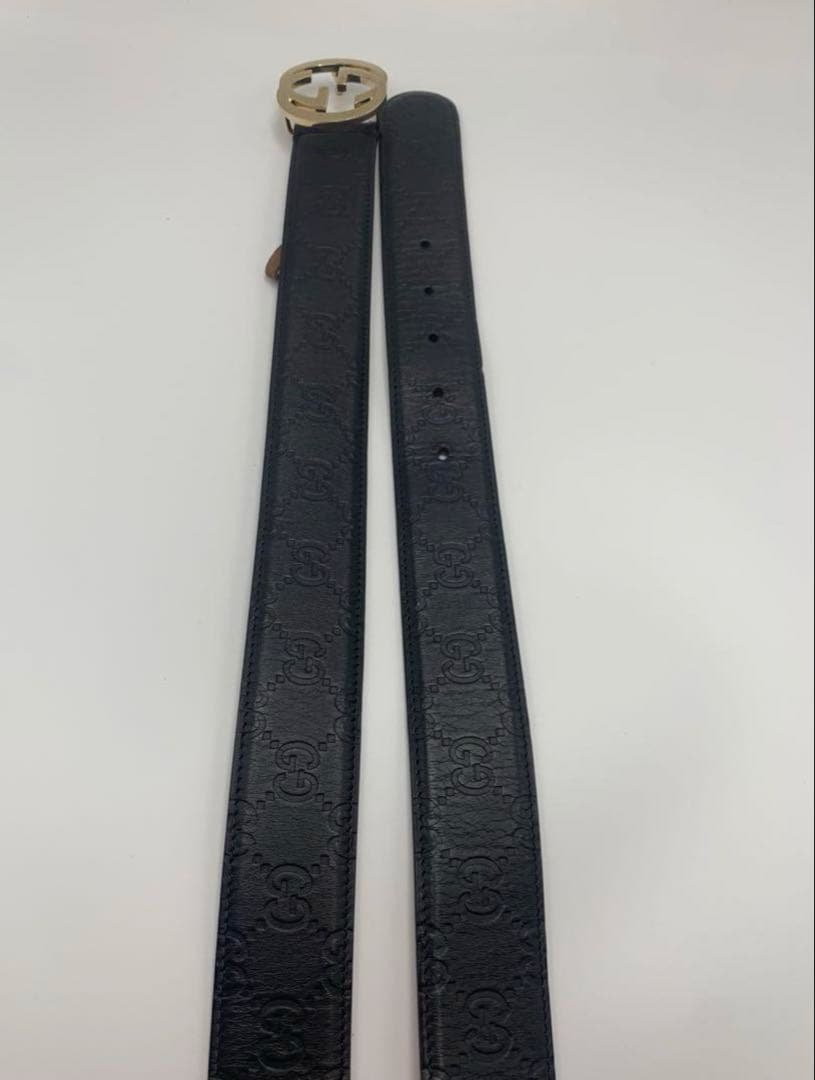 GUCCI グッチ ベルト CWC1G ブラック レザー インターロッキングG