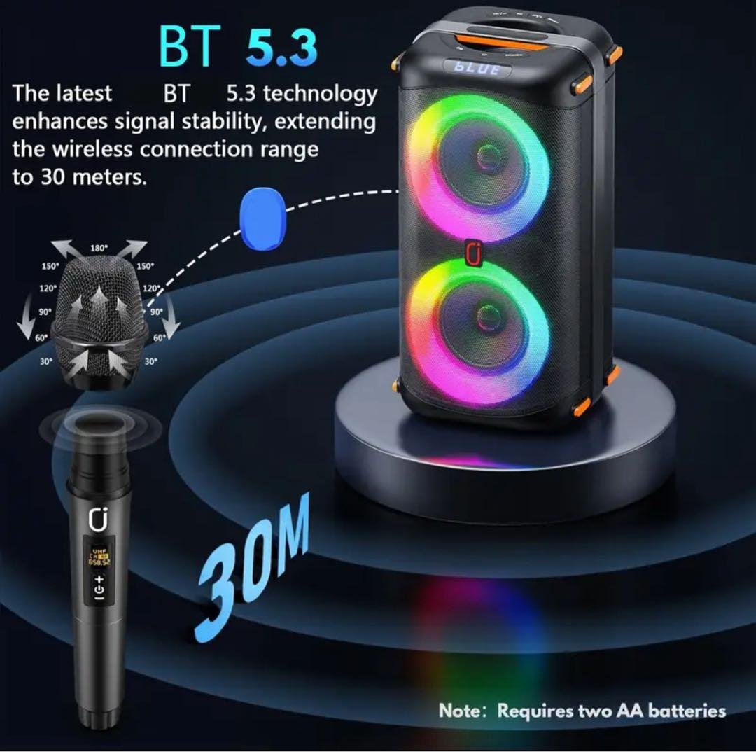 【新品】JYX T27-Tポータブルカラオケスピーカーセット（マイク2本付き）