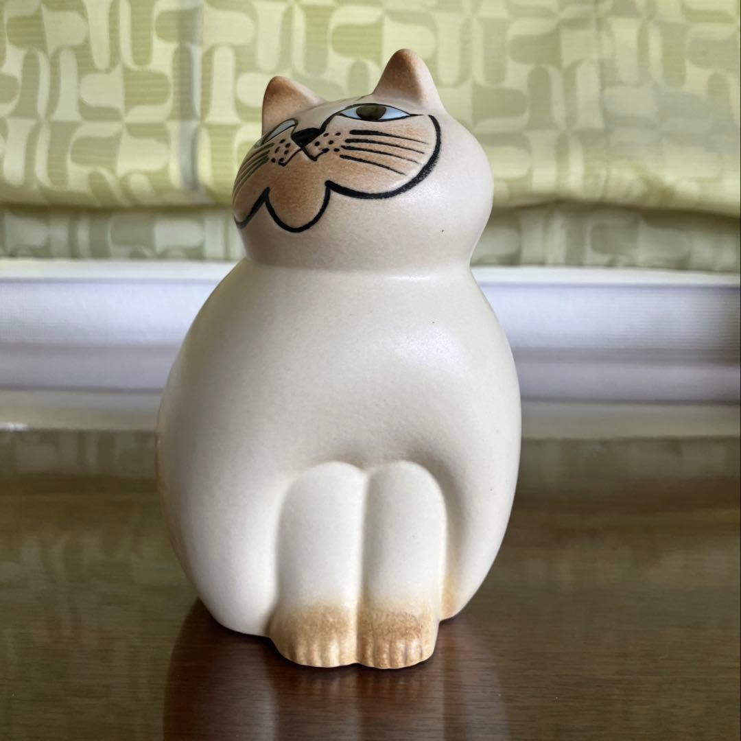 リサラーソン 置物　猫　キャット　ミア　ホワイトブラウン　セミミディアム