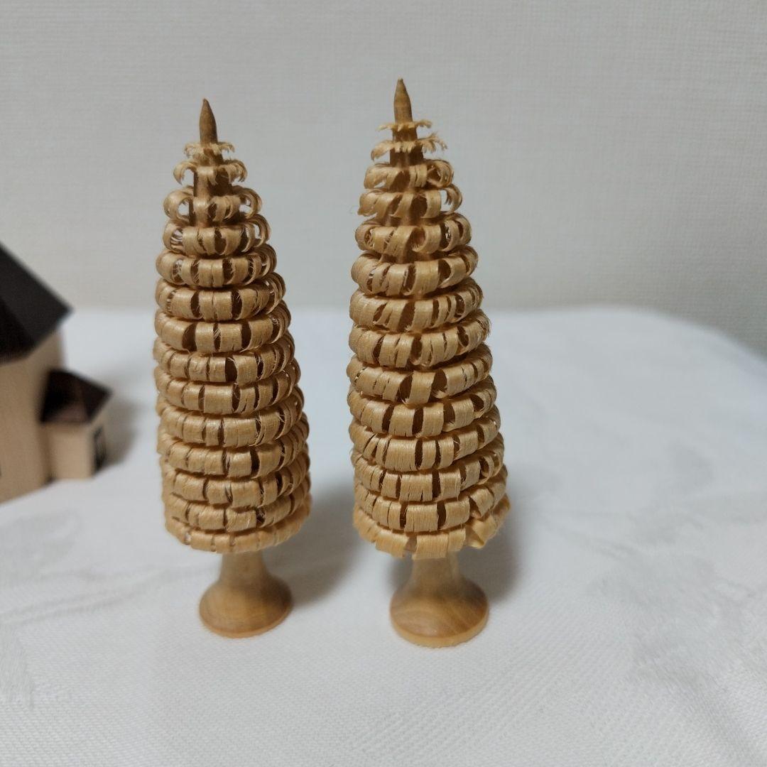 ドイツ製　木製　クリスマス飾り　教会、聖歌隊、モミの木