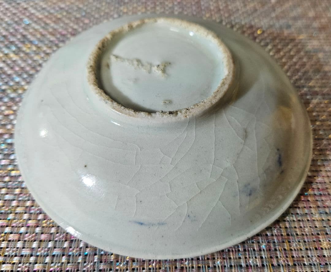 【名品古伊万里❗05】江戸時代初期　 初期伊万里　染付鶴図　12.8cm皿