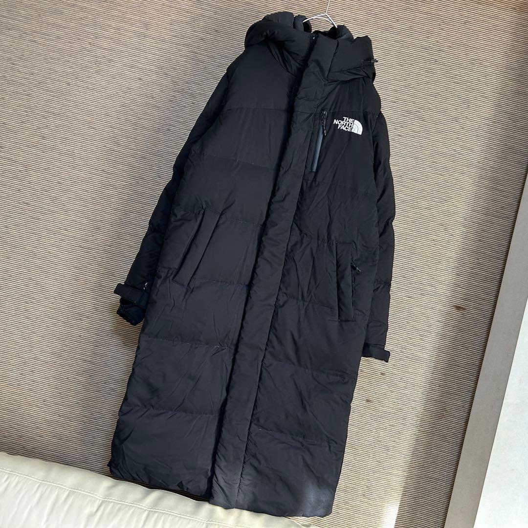 【ノースフェイス】ロングダウンコート　ベンチコート　XSブラック黒　刺繍　F5