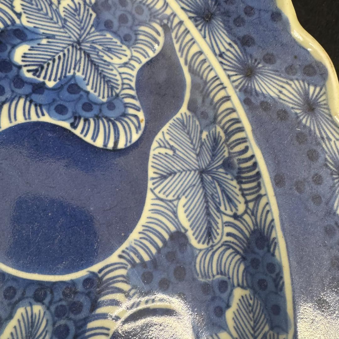 旧家蔵出古美術 中国古玩 道光時代　瓢箪文盤 染付 40cm