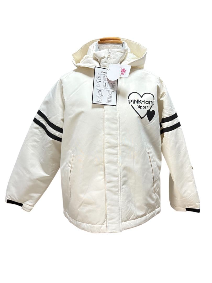 新品スキースノボウェア150サイズ調整可能上下セットセパレート白黒ピンクラテ