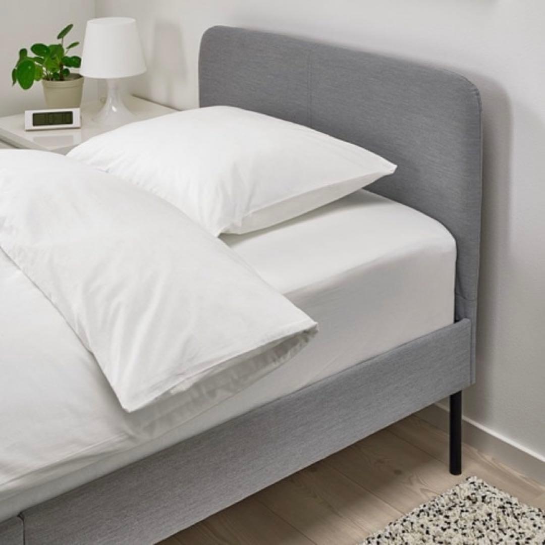 【美品】IKEA ベッドフレーム シングルベッド ライトグレー シンプルおしゃれ