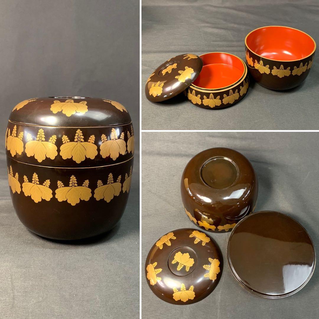 E190 送料無料　菓子器　漆器　お重　三段重　木製　木箱　茶道具　茶室