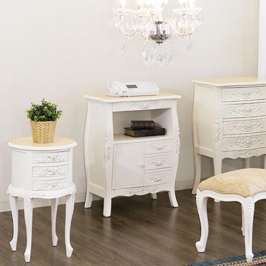 リビングボード/電話台 猫脚 幅60cm ホワイト