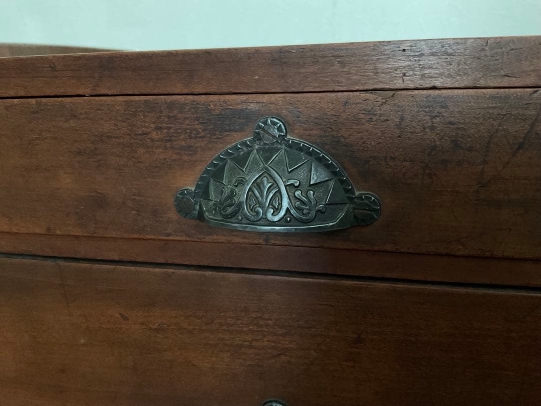 小箪笥　貝殻取っ手　シェル取手　2段　小引出し　古家具　古道具