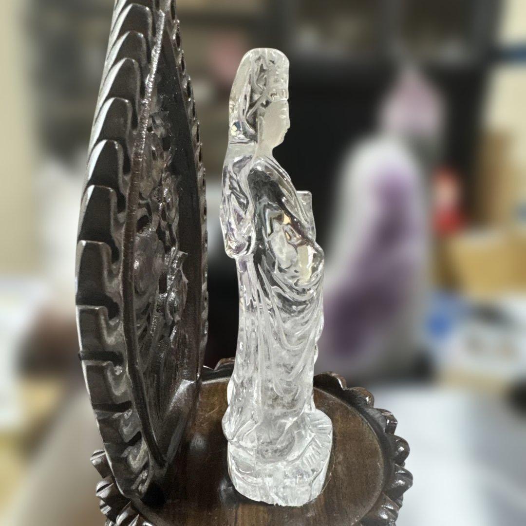 高品質　観音水晶　置物　約12cm