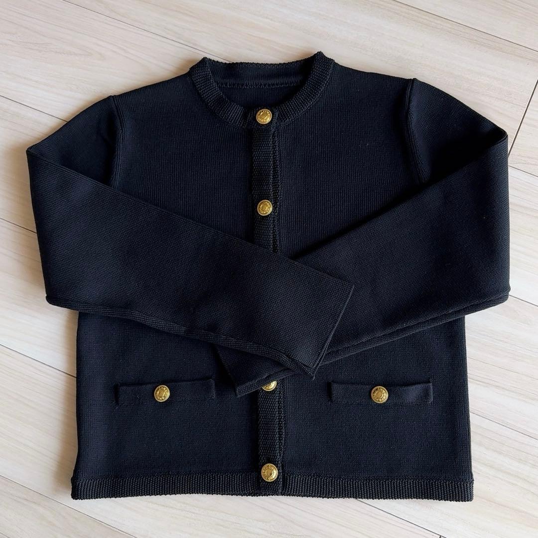 【未使用品】anuansオリジナルボタンノーカラーニットジャケット フリー