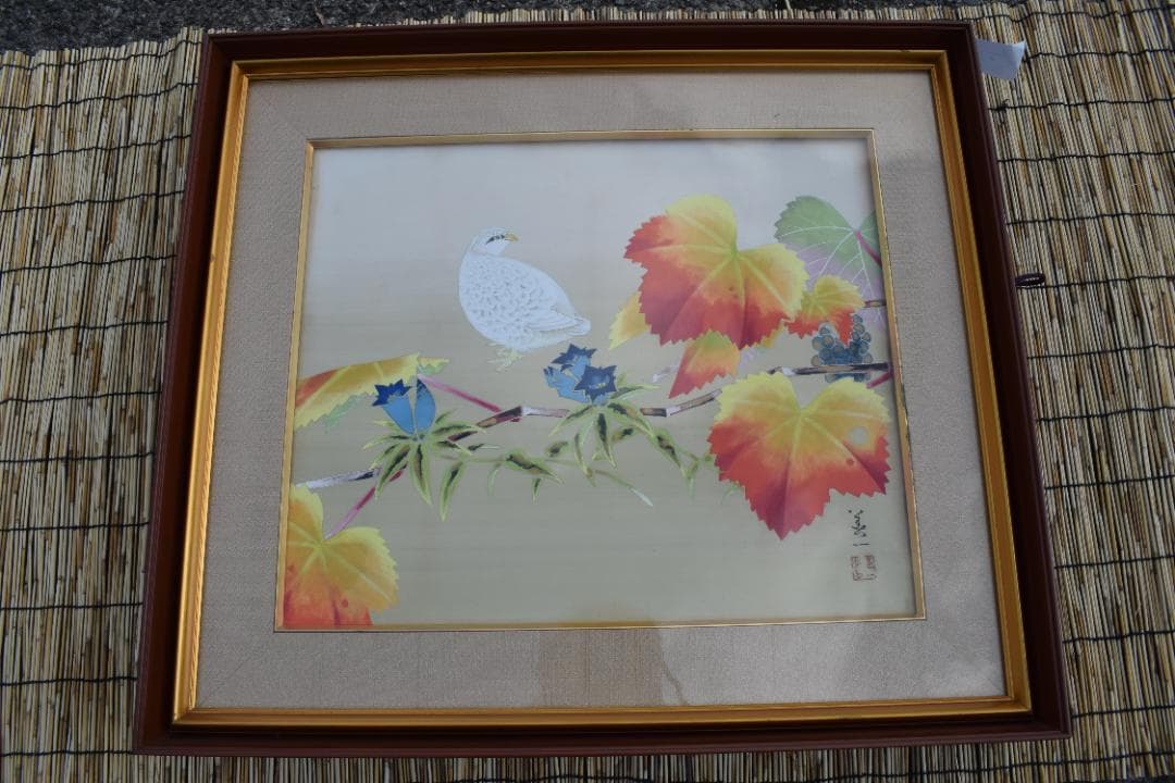 【真作】高田美一/花鳥図/紅葉雷鳥図/掛軸☆宝船☆Y-842　JM