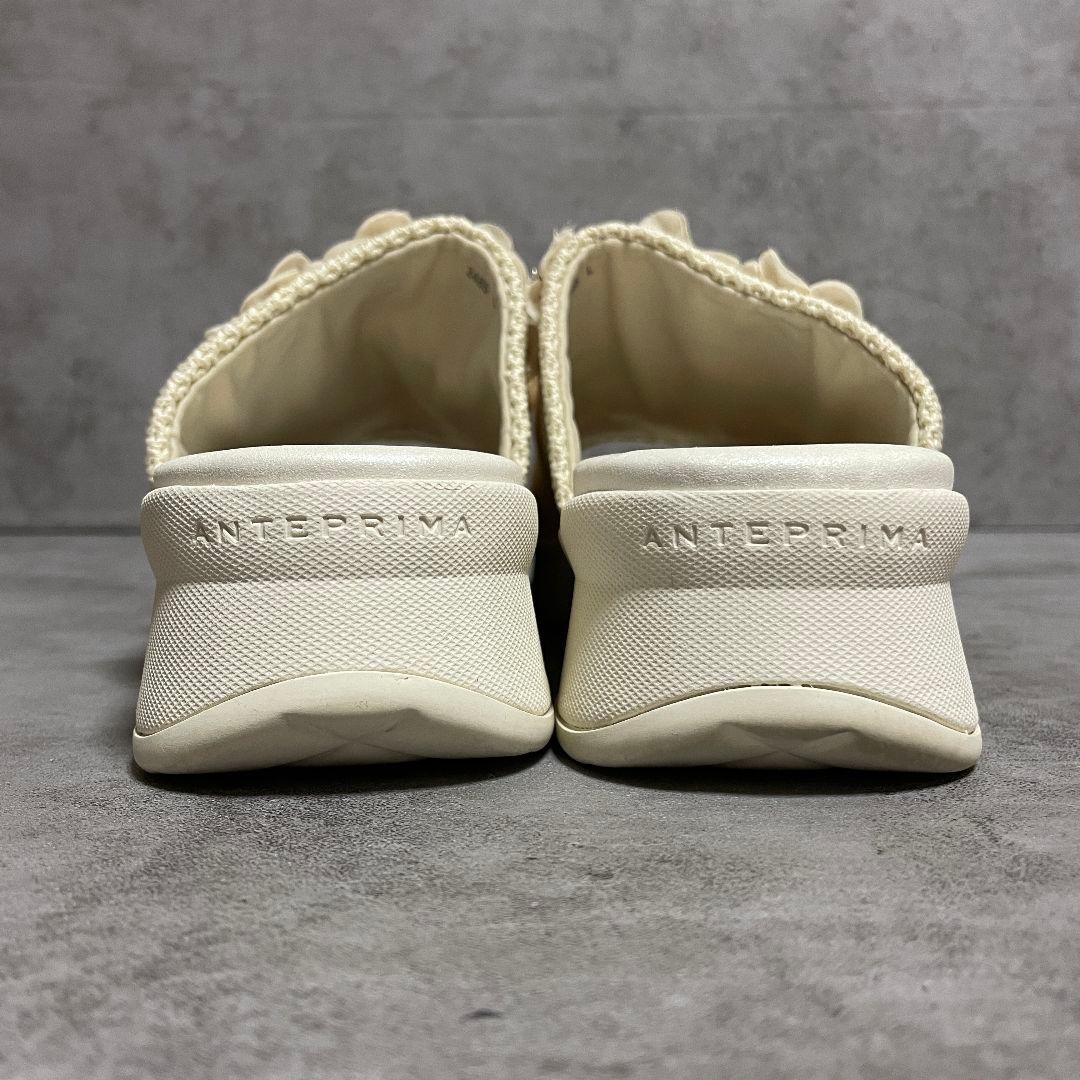 美品【アンテプリマ】（L）サンダル ミュール ベージュ系 フラワー 厚底