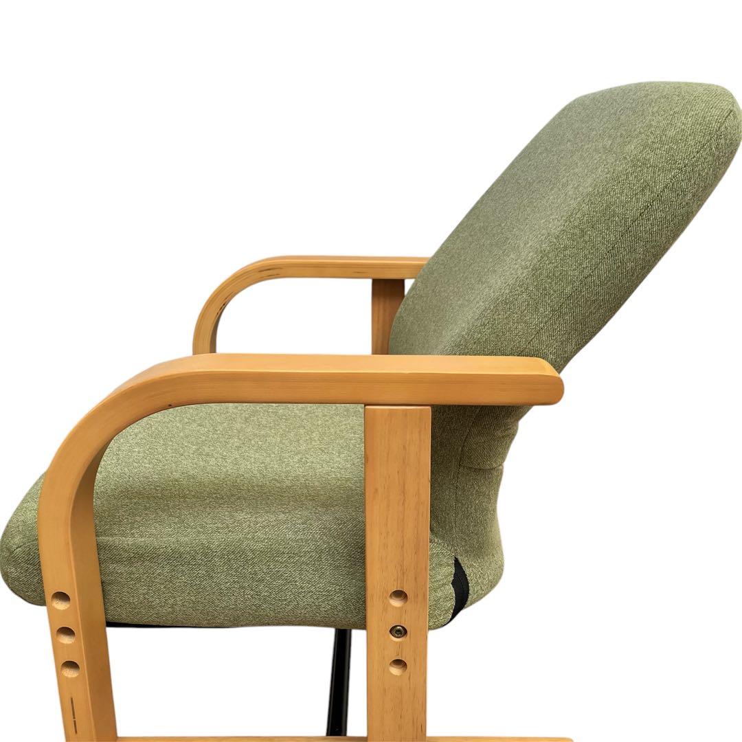 【美品】ニトリ　緑色 布製リクライニングチェア　高座椅子　折りたたみ