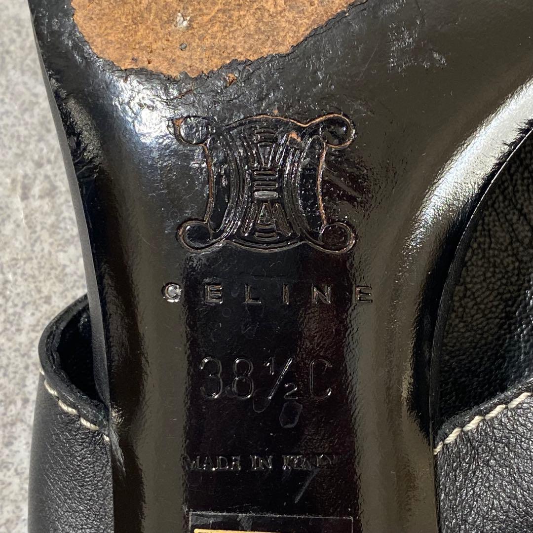 美品　CELINE セリーヌ　サンダル　フラット　ブラック 黒　レザー 25cm