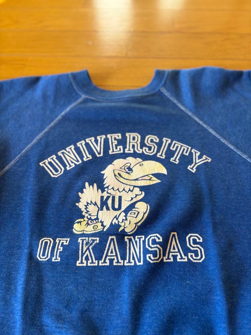 70s ヴィンテージスウェット カラーフロッキー カンザス大学 ビンスエ